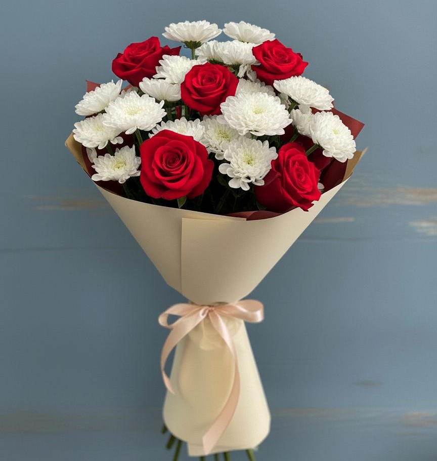 Букет цветов из: Розы и Хризантемы в Полазне