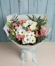 Букет цветов из:  Розы, Лизиантусы и Хризантемы в Полазне