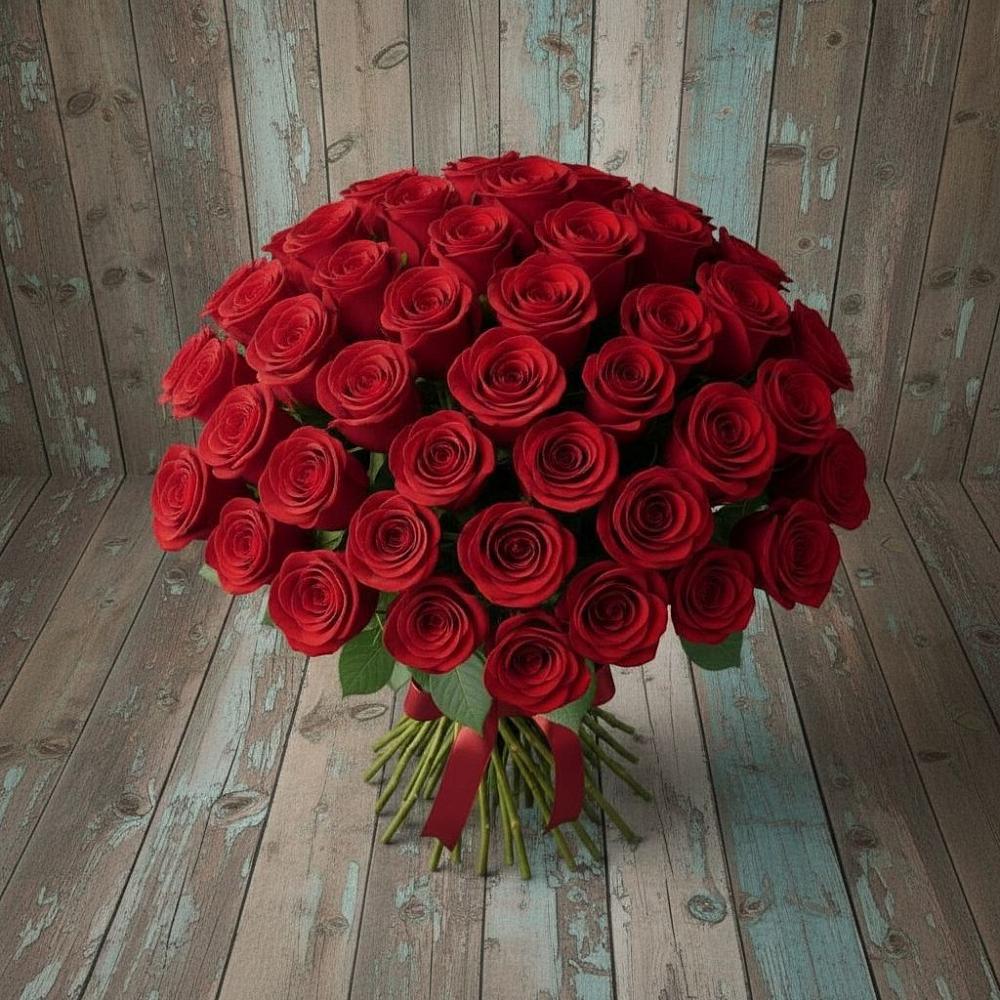 Букет 55 Красных роз Фридом в Полазне