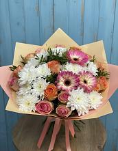 Букет цветов из:  Розы, Герберы и Хризантемы в Полазне
