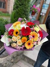 Букет цветов из:  Герберы, Ромашки, Хризантемы, Розы и Подсолнухи #REPLACE_PRED# Полазне