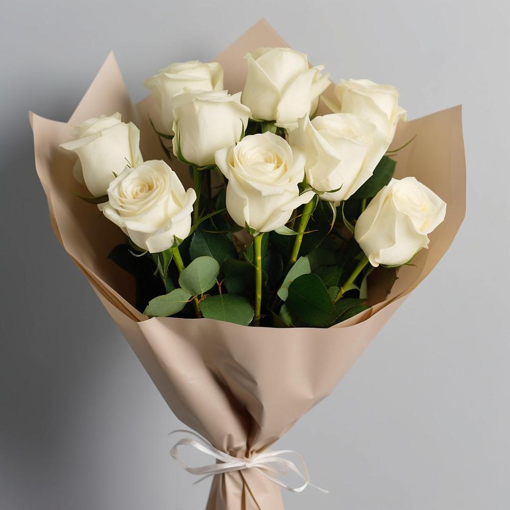 Букет 9 Белых роз Эдлесс Лав в Полазне