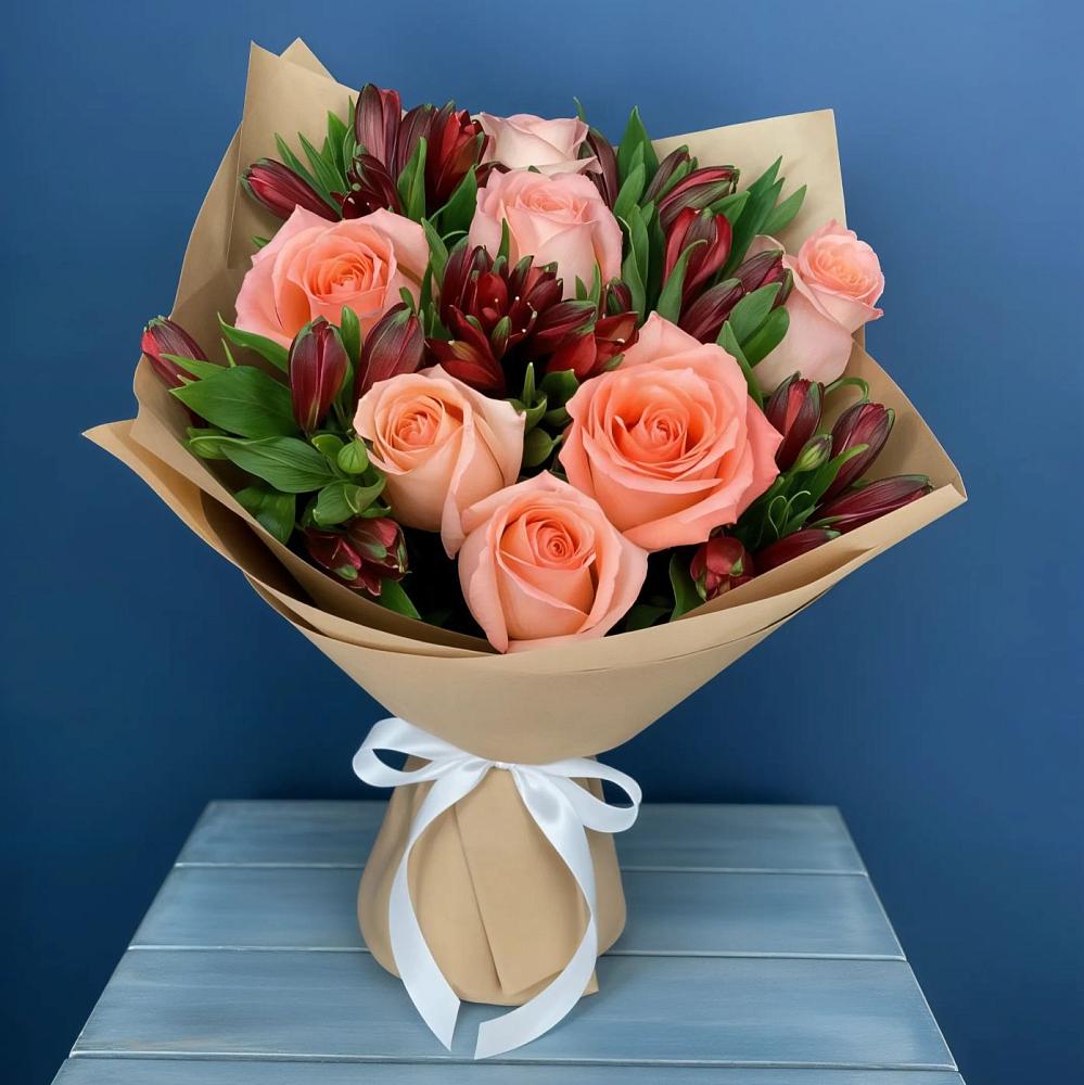 Букет цветов из: Розы и Альстромерии в Полазне