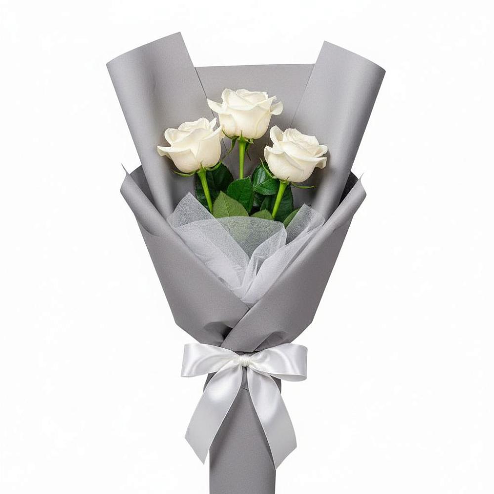 Букет 3 белые розы в Полазне