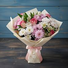 Букет цветов из:  Хризантемы, Альстромерии и Розы в Полазне