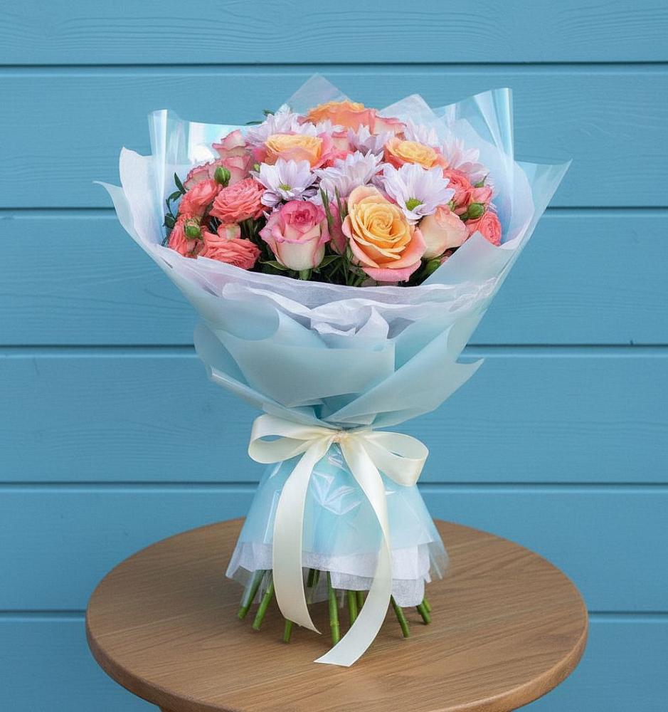 Букет цветов из: Хризантемы и Розы в Полазне