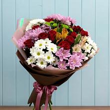 Букет цветов из:  Розы, Хризантемы и Альстромерии в Полазне