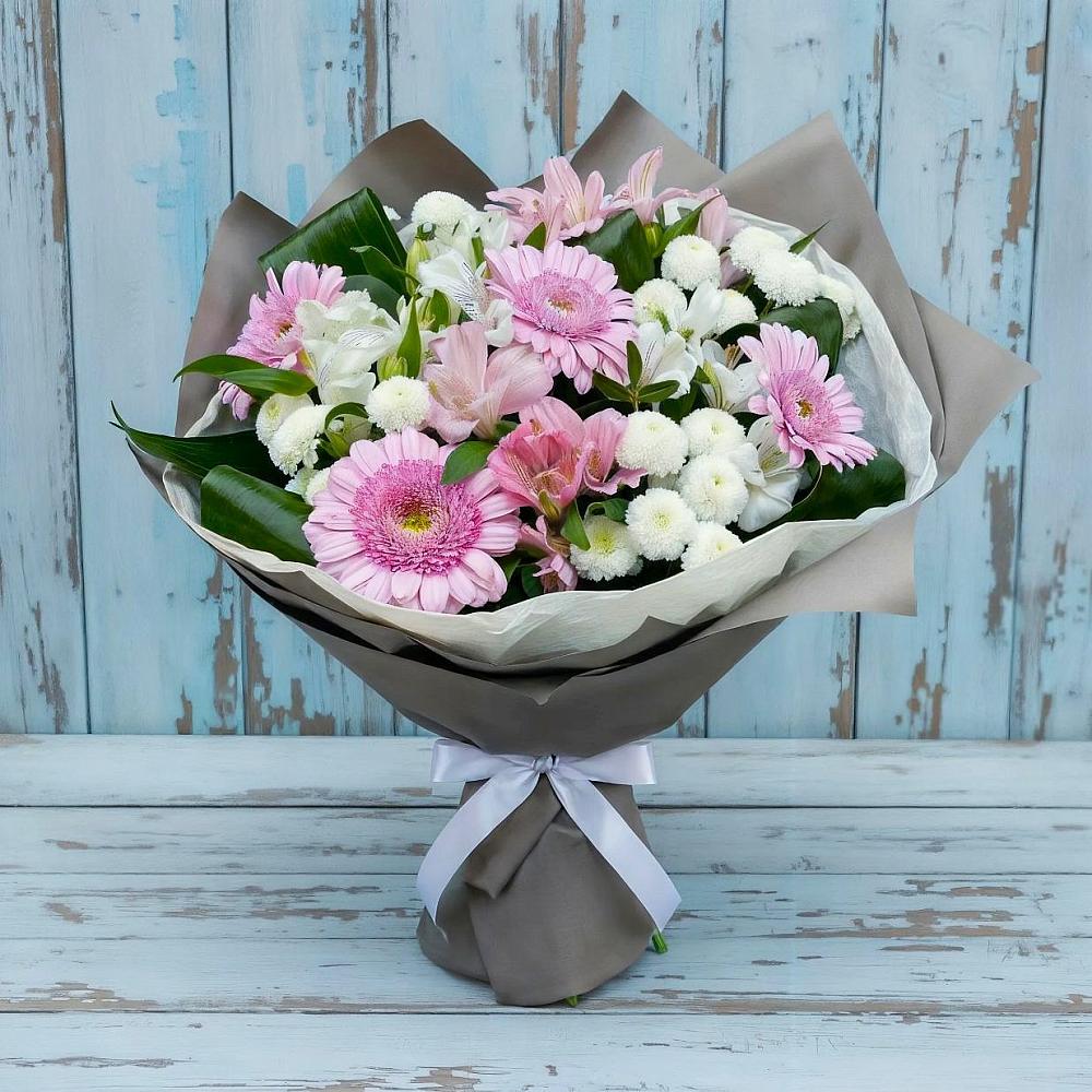 Букет цветов из: Герберы, Альстромерии и Хризантемы в Полазне